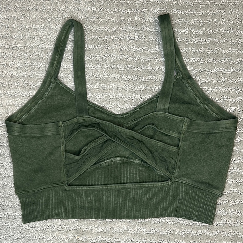FREE PEOPLE | NWOT Good Karma Scoop Neck Bra in Secret Moss - Picture 6 of 6